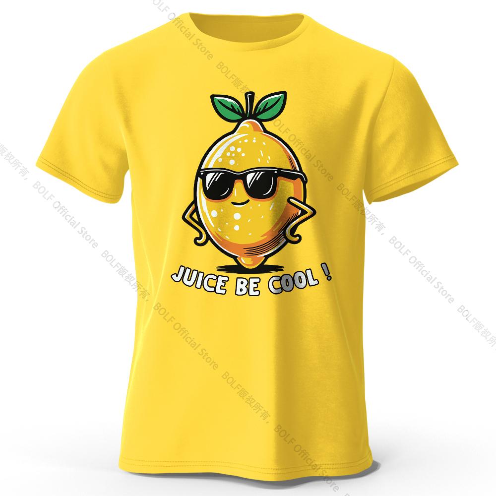 Men's Juice Be Cool Printed T-Shirt 100% Cotton Oversized Fruit Pun Graphic Tees for Women Summer Tops Chill Streetwear