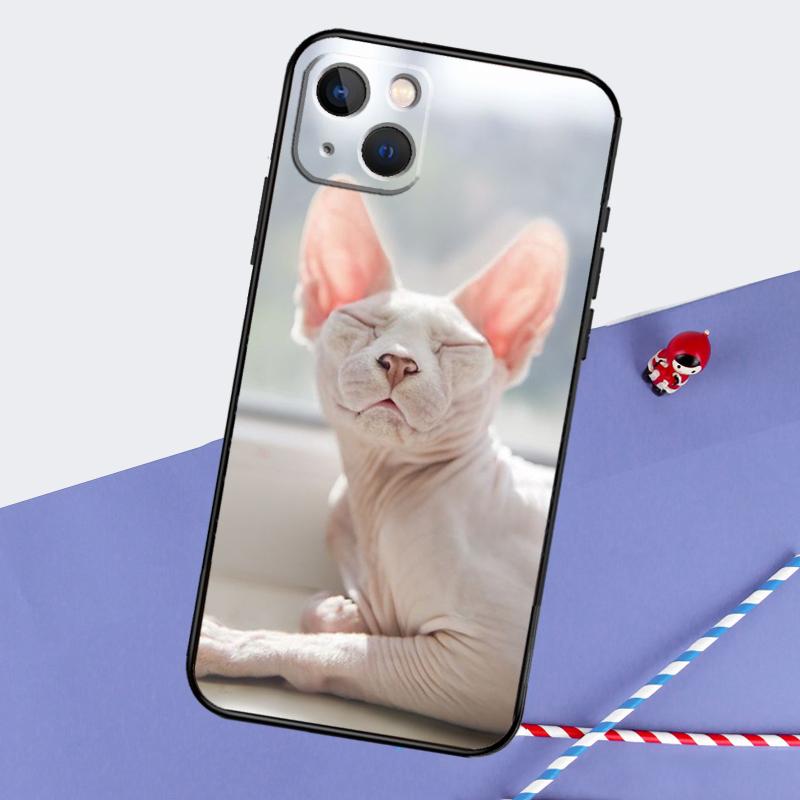 Sphynx Cat Phone Case For iPhone 16 15 Pro Max 12 13 Mini 11 14 Pro Max XR 16 15 Plus 16e Cover Coque