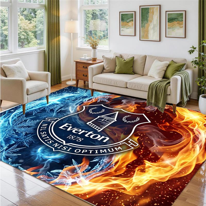 Everton Football Design Crystal Velvet Rug Soft Decorative Mat for Bedroom Entrance
