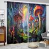 Jungle Mushrooms Printed Curtain for Home Decor - Rod Pocket Window Treatment for Bedroom, Kitchen, Living Room