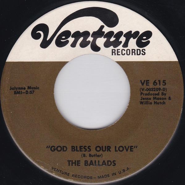 7-дюймовая пластинка БАЛЛАДЫ - God Bless Our Love / My Baby Knows VE615 Venture Records 1968 США Соул/Фанк Б/у