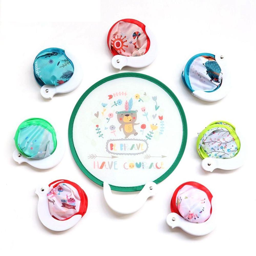 Portable Cartoon Folding Fan Kawaii Creative Foldable Fan Cool Summer Hand Fan Flying Disk Pocket Cloth Fan Gifts For Kids