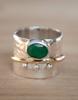 Emerald Ring Meditation Spinner Spinning Anxiety Hammered Thick Spinner Band For Men And Women