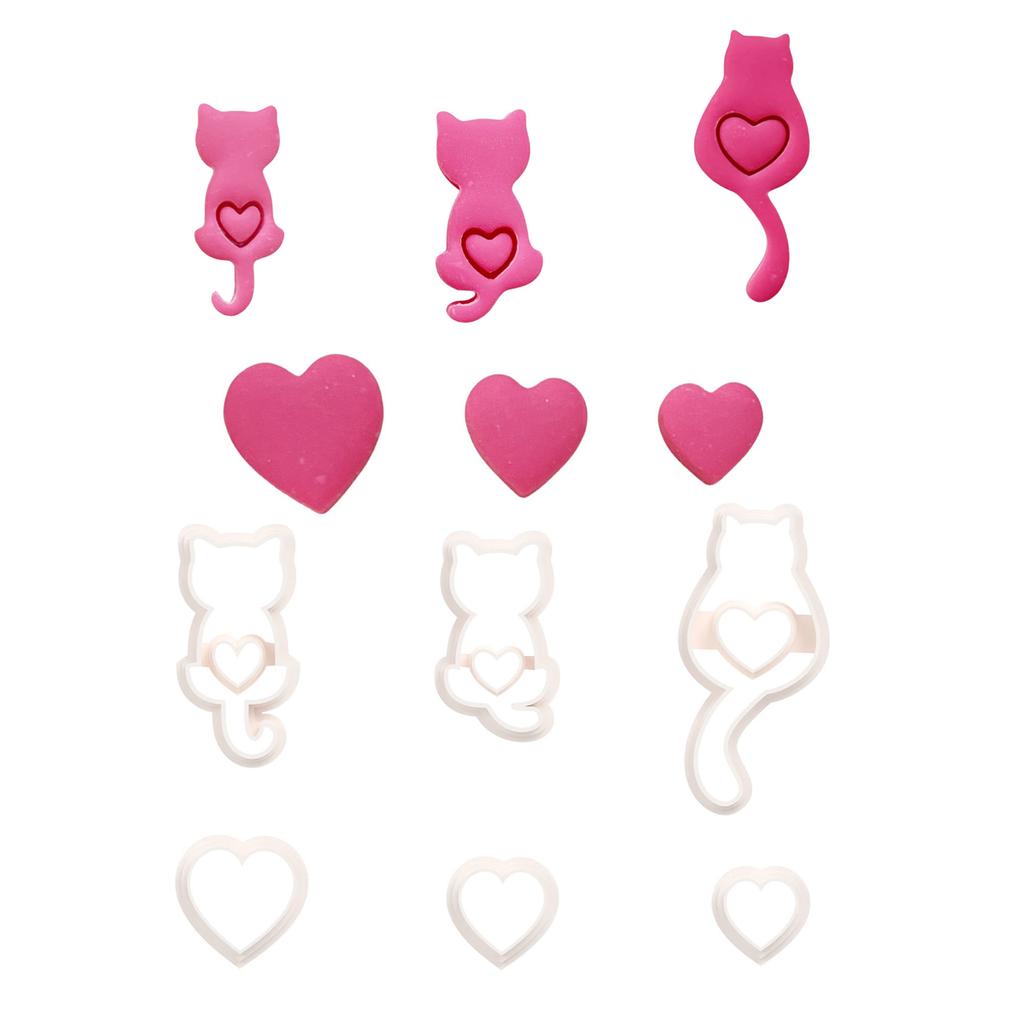 Набор из 6 многоцелевых маленьких фигурок котов из полимерной глины, набор для изготовления украшений на День святого Валентина для сережек и ожерелий
