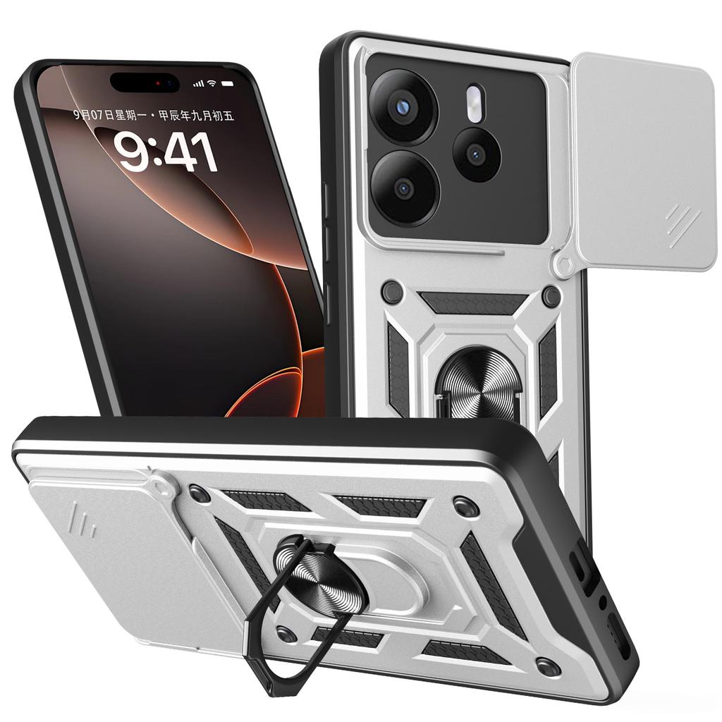 AMORUS For Xiaomi Redmi Note 14 5G Case Kickstand PC+TPU Phone Cover with Camera Lens Slider