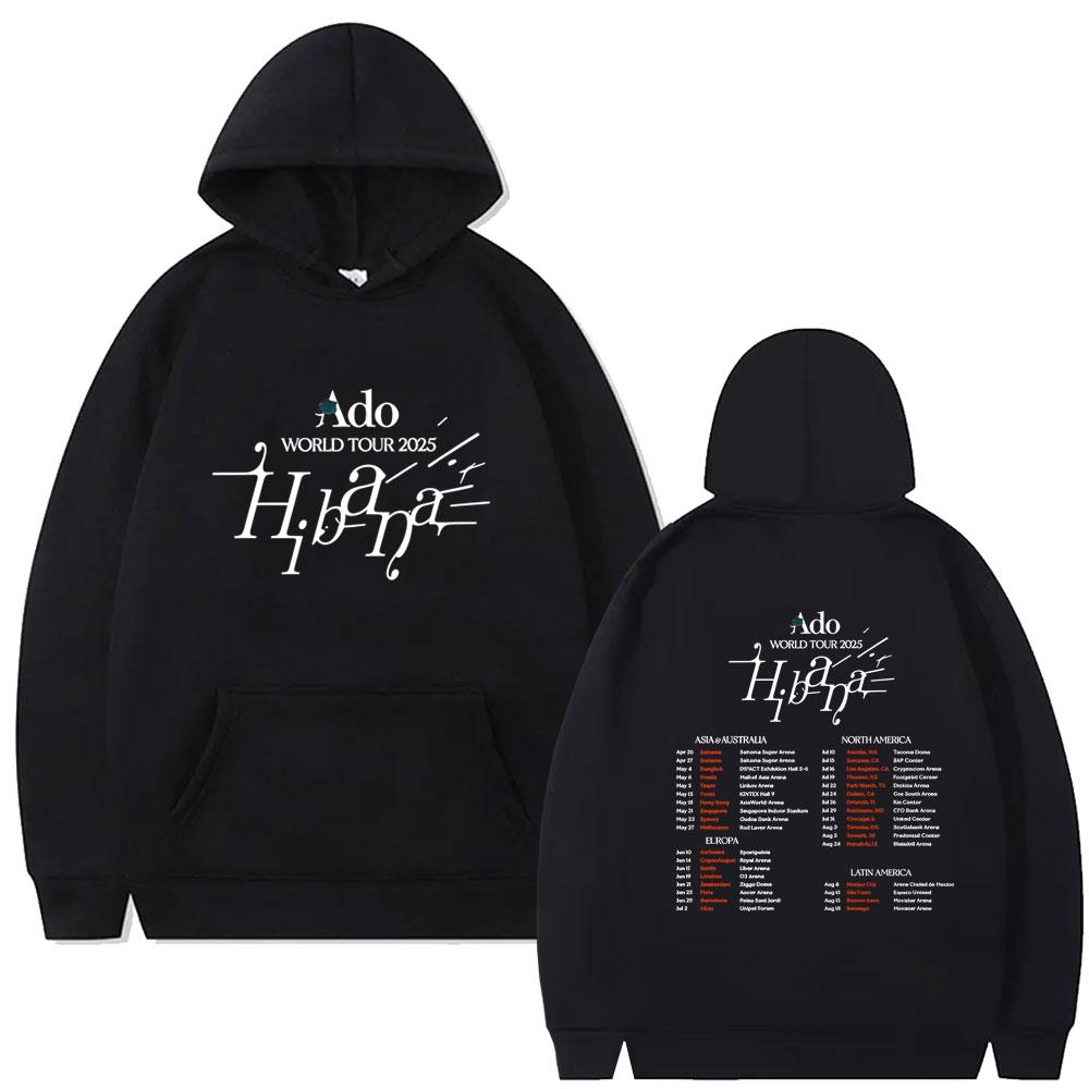 Худи с двусторонним принтом Ado World Tour Hibana Мужское Женское Модное Японский Стиль Толстовка с Капюшоном Мужской Винтаж