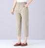 Middle-aged and Elderly Mother's Pants Straight High Waist Solid Color Washed Cotton Linen Casual Women's Eight-point Pants