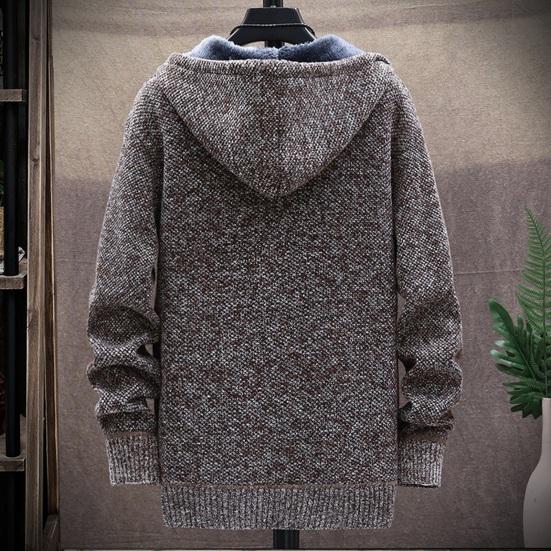 Зимняя мужская куртка из утолщенного флиса с капюшоном, застежкой-молнией на шнурок, длинными рукавами, свитером, пальто с карманами, эластичными манжетами в стиле ретро