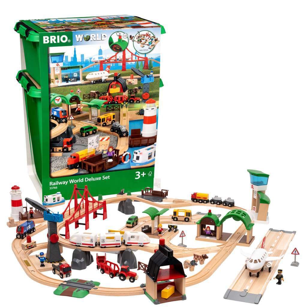 BRIO WORLD World Deluxe Set Wooden 33766 [Поезд, Корабль, Самолет, Игрушка, Рельс]