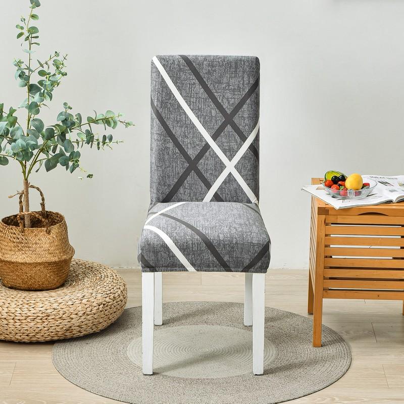 Geometric Elastic Dining Chair Cover Universal Slipcovers Chair Case Stretch Seat Cover For Wedding El Banquet Living Room