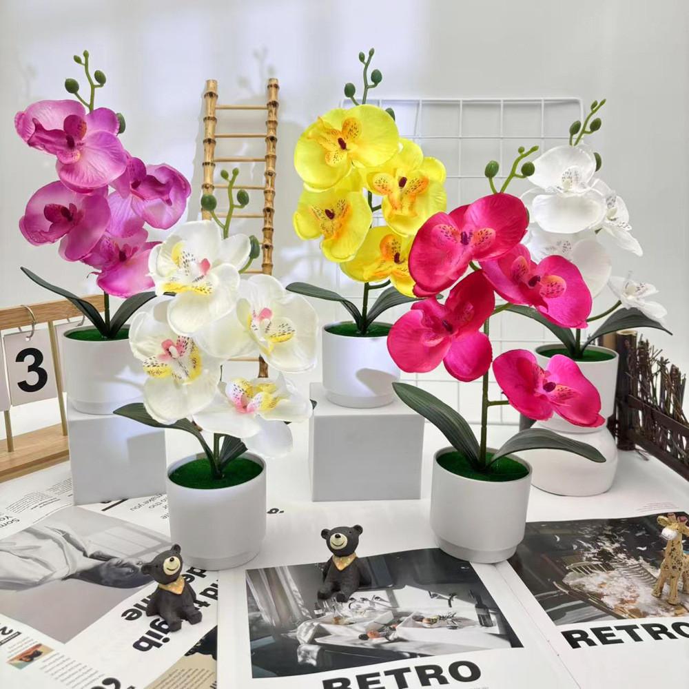 Butterfly Orchid Faux Potted Plant With Silk Cloth Material For Home Decor And Outdoor Photography