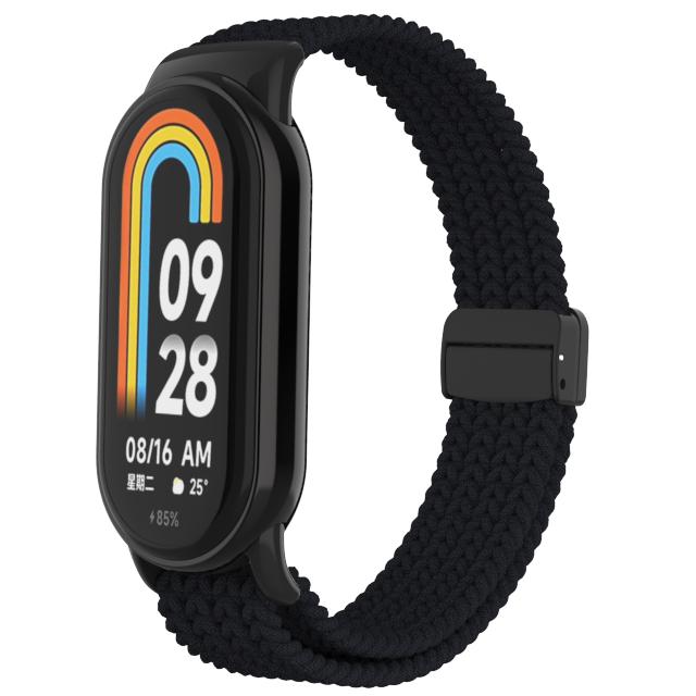Плетеный ремешок для Xiaomi Mi Band 8, эластичная нейлоновая петля Solo, регулируемый ремешок для часов, браслет с магнитной пряжкой для Miband 8, NFC
