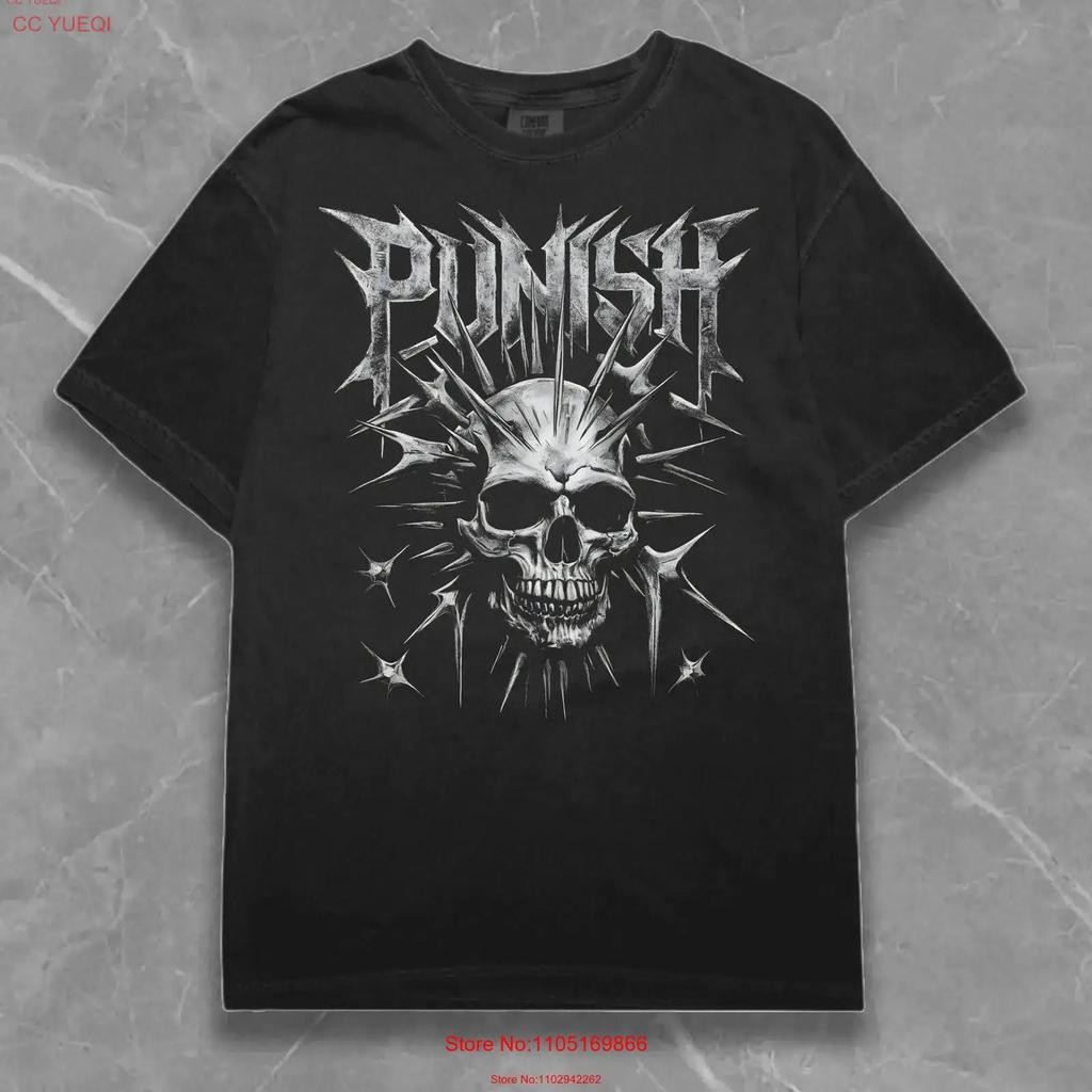 Gothic Skull Punish T Shirt Y2k Streetwear Fashion Vamp Retro Opium Unique Art Aesthetic Style Vintage Grunge Vintage