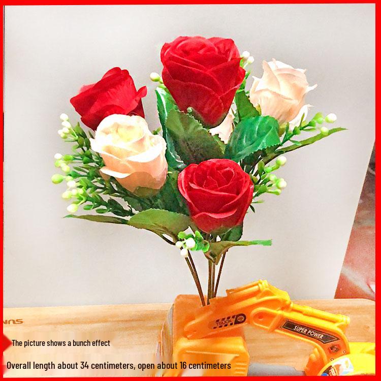 Silk Fake Flower Bouquet for Living Room or Dining Table Decor - Plastic Dried Flower Bonsai Ornaments