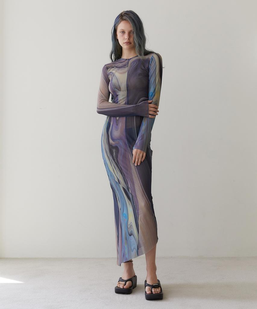 Le Basis Rvis Net Maxi Dresses Multi