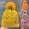 Korean Knitted Cold Hats Faux Fur Embroidery Letter Beanie Female Soft Solid Color Crochet Cap Winter Plus Velvet Warm Wool Hat