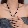 Y2K Крутое черное ожерелье из бусин со звездой - Стильная, универсальная цепочка на ключицу для модного образа