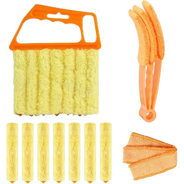 10-Pack Window Blind Cleaner Set: Includes 1× 7-Finger Detail Brush, 1× Shutter Cleaning Brush, And Replacement Heads. Efficient For Blinds, Vents,