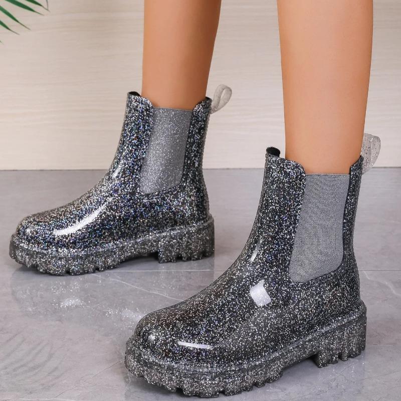 Женские резиновые сапоги Новые резиновые дождевые сапоги Уличные водонепроницаемые садовые рабочие туфли Толстая подошва Резиновые галоши Женские водонепроницаемые сапоги