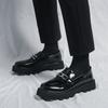 Fashion Thick Soled Men's Leather Shoes Trendy Designer Style Dress Up Party Fashion Youth Versatile Shoes Classic Black Loafer Hot