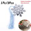 1Pc/3Pcs Snowflake Bookmarks Winter Flower Pendant Gifts Tassel Favors Thanksgiving Christmas Birthd