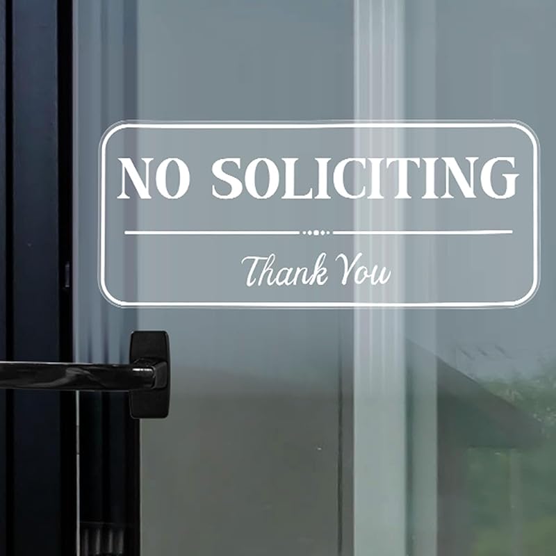 6 Pcs No Soliciting Sign for House No Soliciting Sticker Decal No Soliciting Window Cling Self Adhesive No Solicitation Sign for Home Office Door