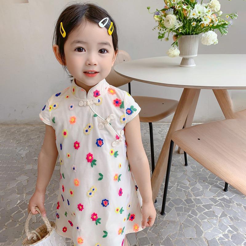 Летние юбки для девочек, темпераментные разноцветные сетчатые платья с цветочным рисунком для девочек