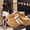 European Thick-soled Muffin with Lace-up Boken Shoes for Women's 2025 Spring and Summer New Models, Small 6cm Bag Head and Half Slippers for Outer