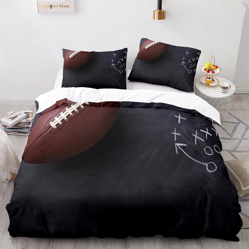 3PC America Football Bedding Microfiber Full/Queen/King/Twin Sport Duvet Cover Set for Boys Girls Teen Speed Victory Quilt Cover