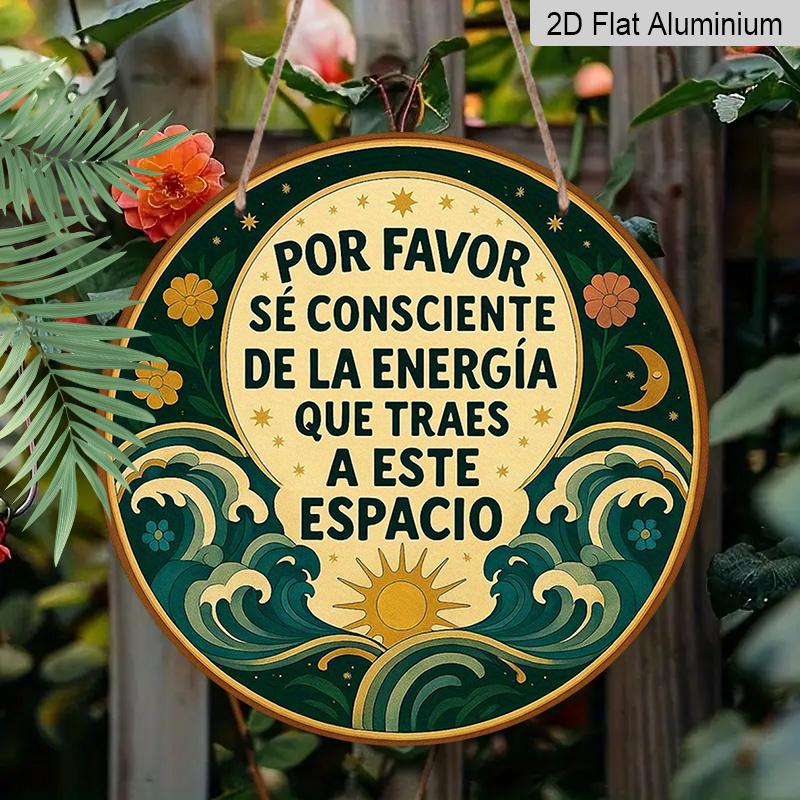 2D Flat, 1pc 7.87x7.87 Inch 2D Flat Round Aluminum Sign, "Energy" Vintage Aluminum Plaque, Home Decor Sign, Suitable for Decorating Living Rooms