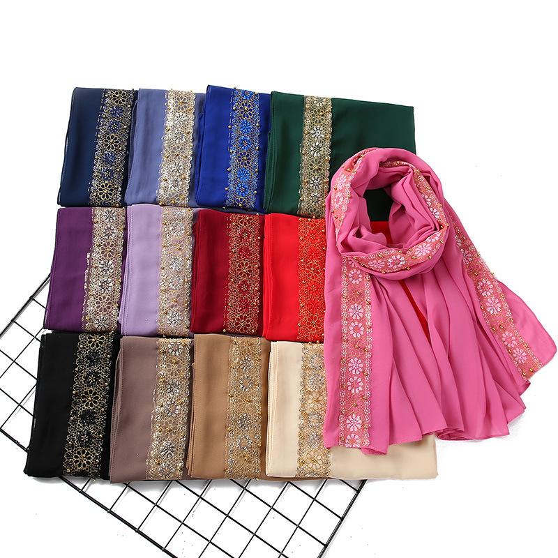 Женский Мусульманский Кружевной Пузырчатый Шифоновый Хиджаб Платок Foulard Femme Musulman Исламские Платки на Голову Арабские Головные Уборы