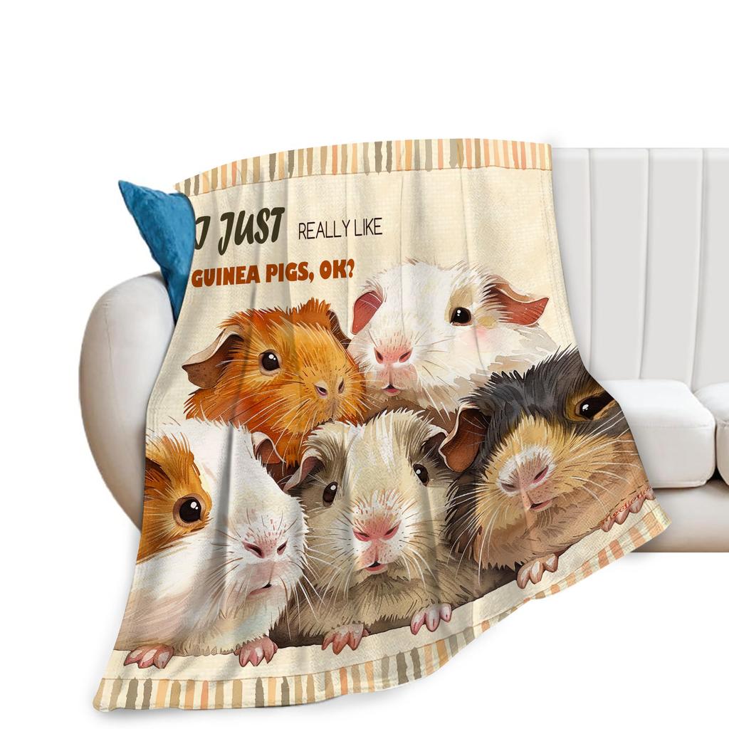 Guinea Pig Blanket Hamster Animal Throw Blankets Plush Cozy Flannel Ultra Soft Fuzzy Funny Party Blanket Gifts for Girls Women