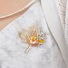 Exquisite Zircon Maple Leaf Brooches for Women Luxury Rhinestone Plant Corsage Dress Jacket Accessories Party Jewelry