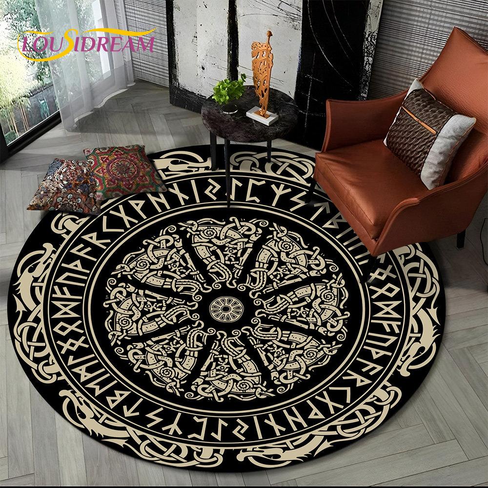 Viking Valknut Yggdrasil Tree of Life круглый ковер, ковер для гостиной, спальни, дивана, декор игровой комнаты, нескользящий напольный коврик
