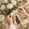 Retro Style Packaging Trim 9.8 Yards Pleated Ribbon for Gift Wrapping and Bouquet Decoration, 1" Handmade Crafts Soft Fabric Ribbon, Vintage