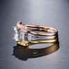 Fashion  Rose Gold Bridal Wedding Ring Sets Shiny Square Natural Zircon Engagement Jewelry