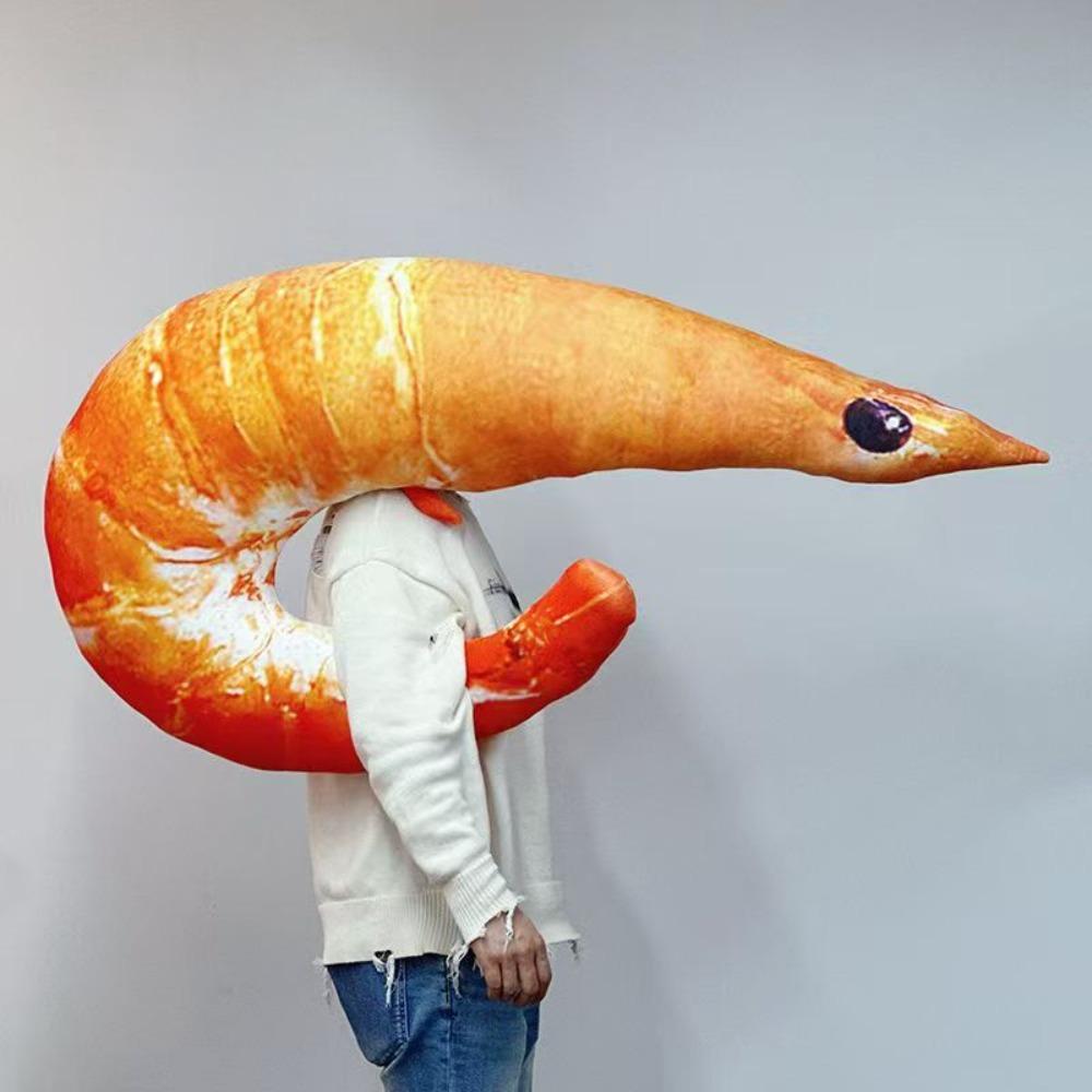 Plush Material Throw Pillows PP Cotton Filled Shrimp Plush Pillow Novelty Throw Pillow For Women