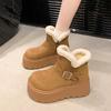 Обувь на толстой подошве, увеличивающая рост, Зимние ботинки, Женская обувь, Короткие ботинки, Новая флисовая хлопковая обувь