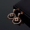 Rose Gold Titanium Steel New Double Ring Clover Earrings