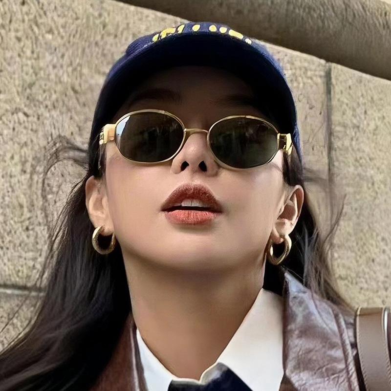Овальные солнцезащитные очки женские высококачественные металлические солнцезащитные очки маленькая оправа ретро уличные солнцезащитные очки