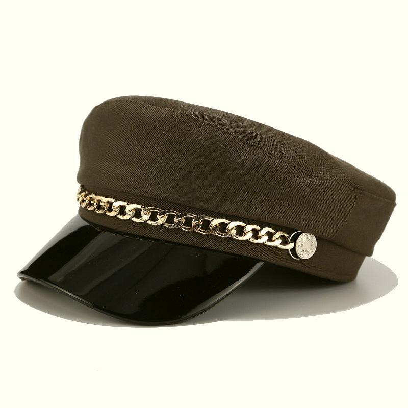 Ins Стиль Берет Военная Кепка Женская Повседневная Плоская Кепка Капитанская Кепка Дальнобойщик Мода Кожаная Путевая Кадетская Кепка Художника Восьмиугольная Кепка