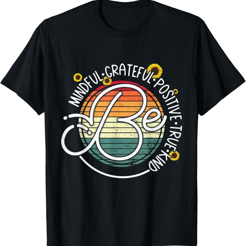 Vintage Motivation T Shirt Mindful Grateful Positive Be Kind