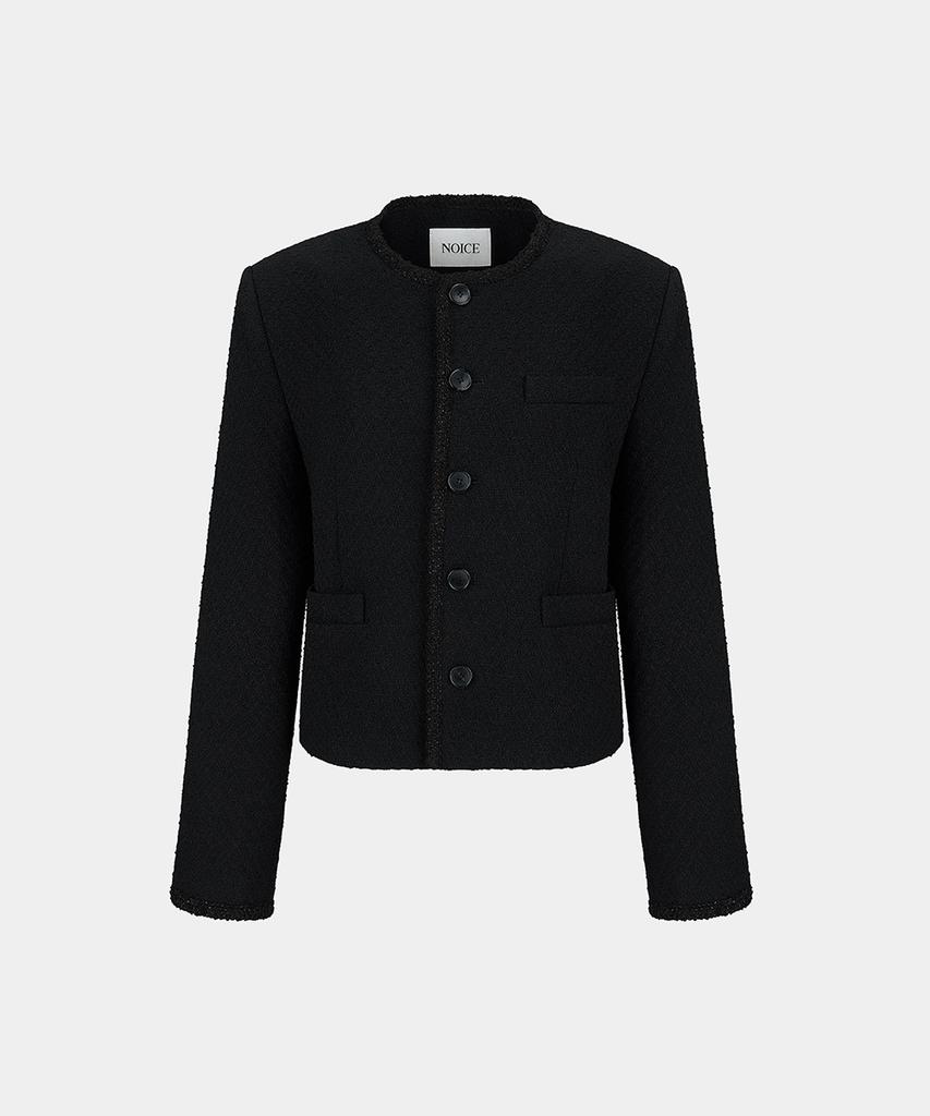NOICE Pure Collar Tweed Jacket - Black