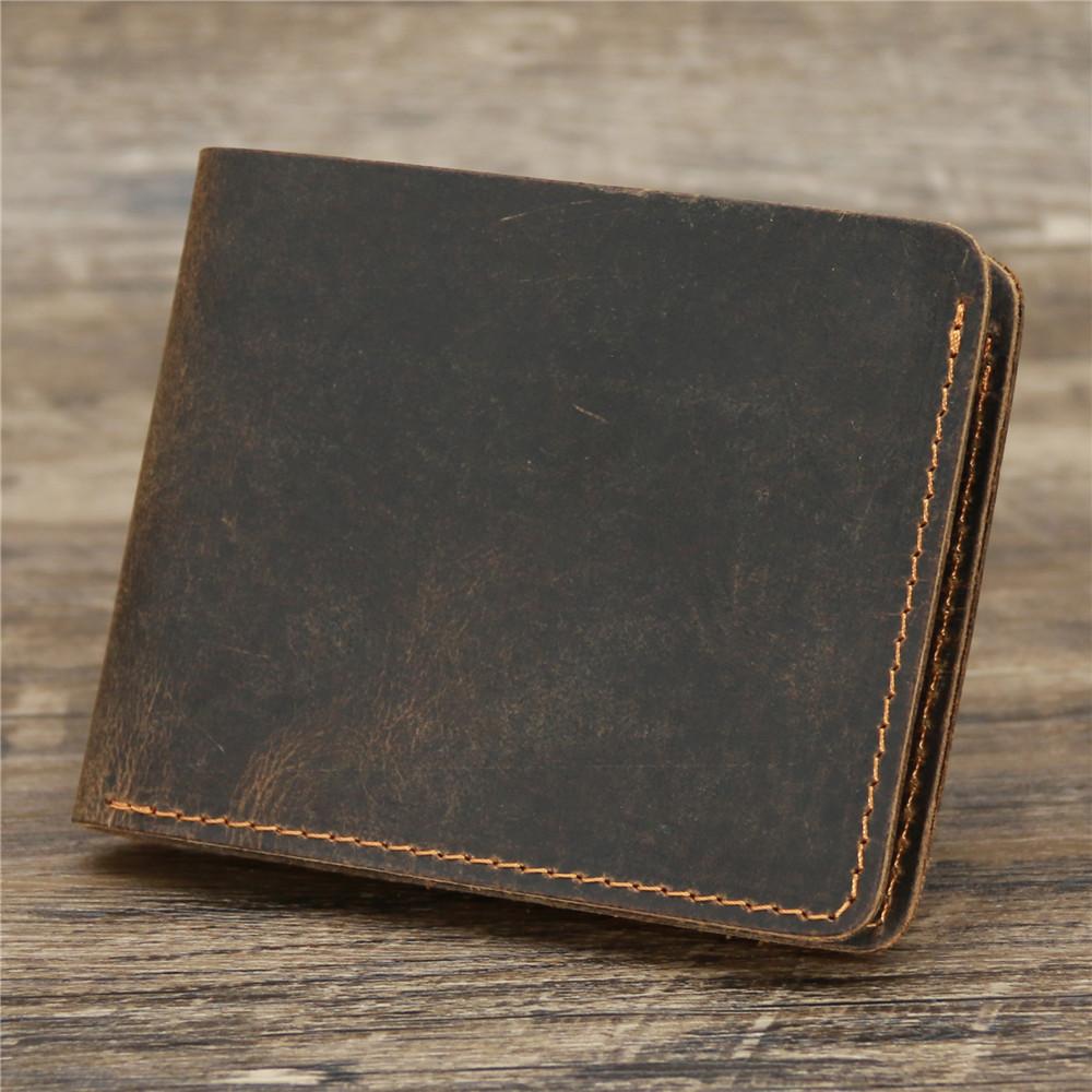 Wallet Men Genuine Leather Short Wallets Vintage Money Purses Business Card Holder