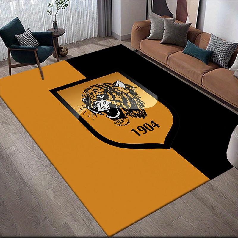 Hull City AFC Flannel Pattern Square Carpet,Area Rug,Carpet Rug for Living Room Bedroom Sofa Playroom Decor,Non-slip Floor Mat