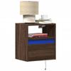 VidaXL Wall-mounted Bedside Tables with LED Lights 2 Pcs Brown Oak, Floating Bedside Table, Phone Holder, Table 3307988