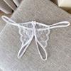 Women Panties Lace Open Crotch See-through Bow-knot Decor Solid Color Thongs G-string Lady Low Waist Thin Intimate Women Underwear