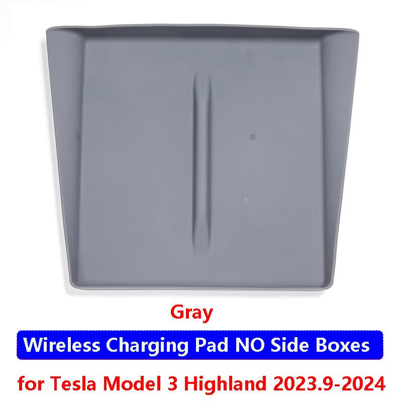 Для Tesla Model 3 Highland 2024 беспроводной зарядный защитный коврик с коробкой для хранения силиконовый водонепроницаемый коврик держатель для телефона и очков