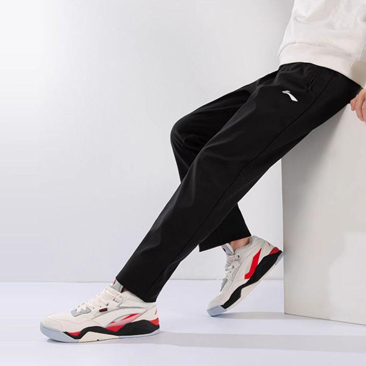 Мужские спортивные штаны Li Ning Sports Lifestyle Series с эластичным поясом, прямые трикотажные спортивные штаны черного цвета AYKSC49-1