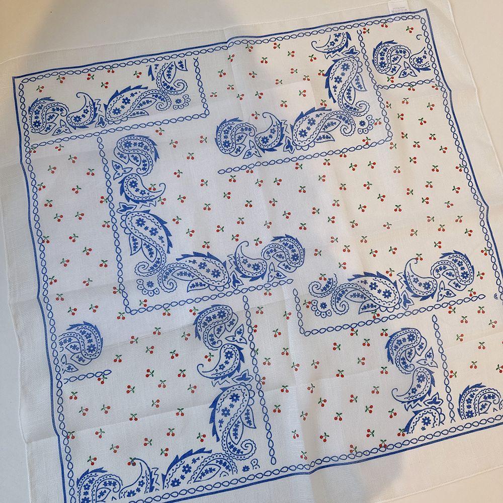 Women's Breathable Square Scarf: Thin with Paisley & Cherry Patterns Versatile Neck Scarf & Headscarf